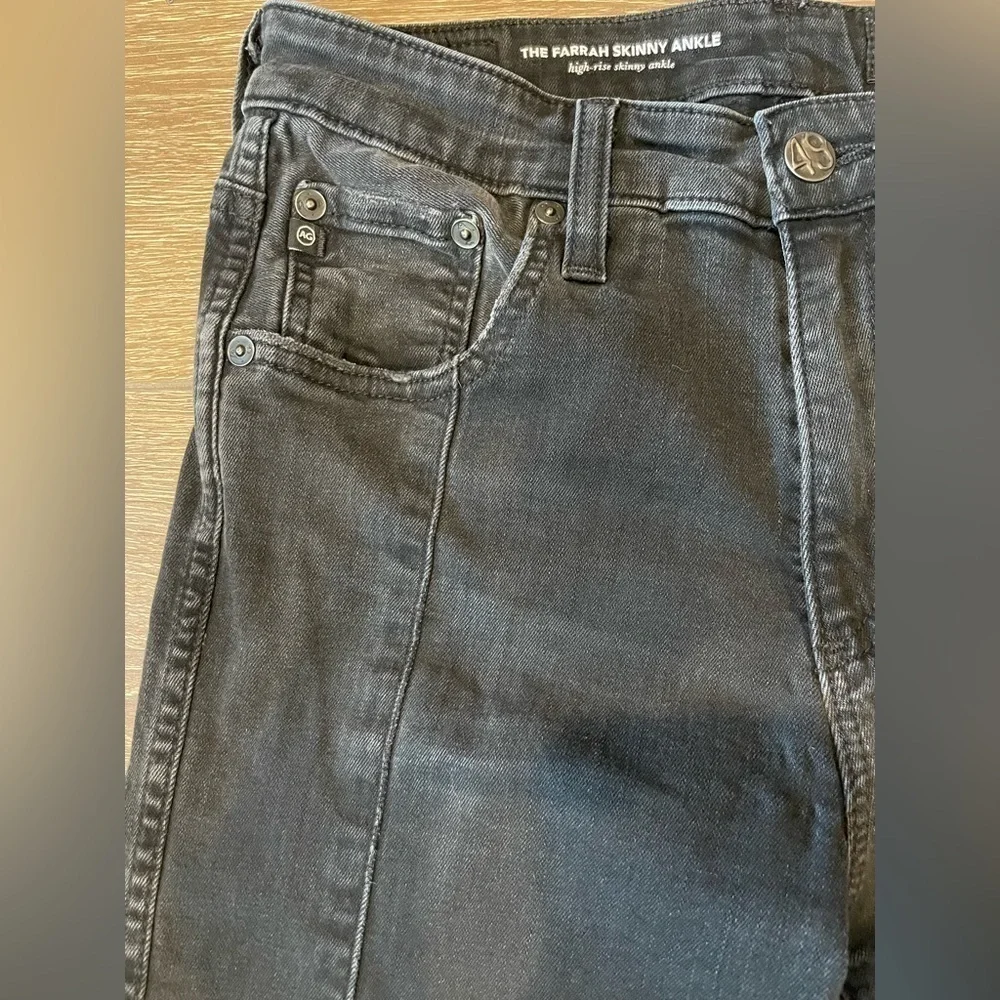 AG Adriano Goldschmied The Farrah Skinny Ankle High Rise Jeans Black - Picture 2 of 12